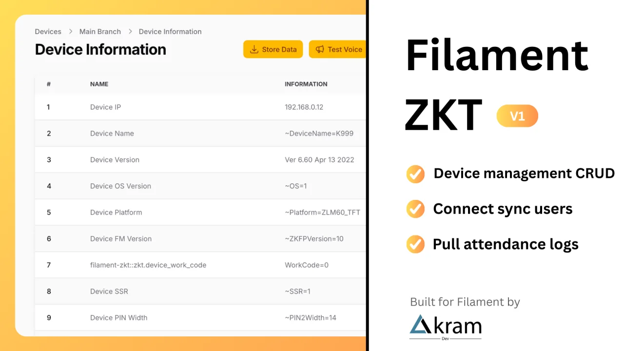 Filament ZKT: Seamless Biometric Device Management for Laravel